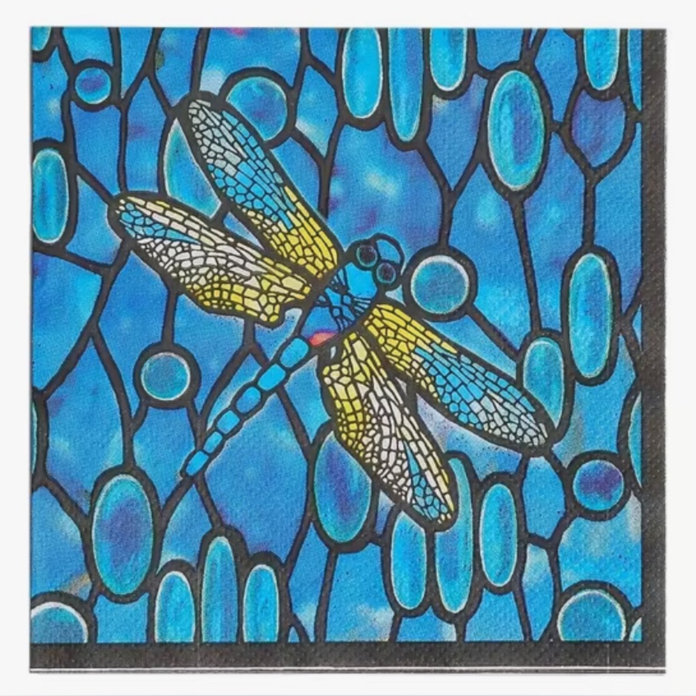 Blue Dragonfly Cocktail Beverage 3-ply Paper Napkins, 20-ct - Picture 2 of 6